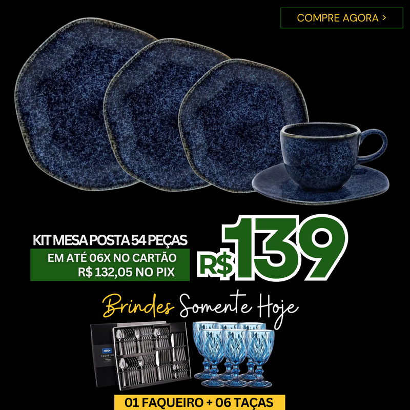 54 Peças Aparelho de Jantar em Porcelana Conjunto de Luxo Safira Oxford® - ANTECIPA NATAL